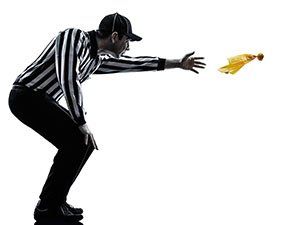 american football referee gestures in silhouette on white background